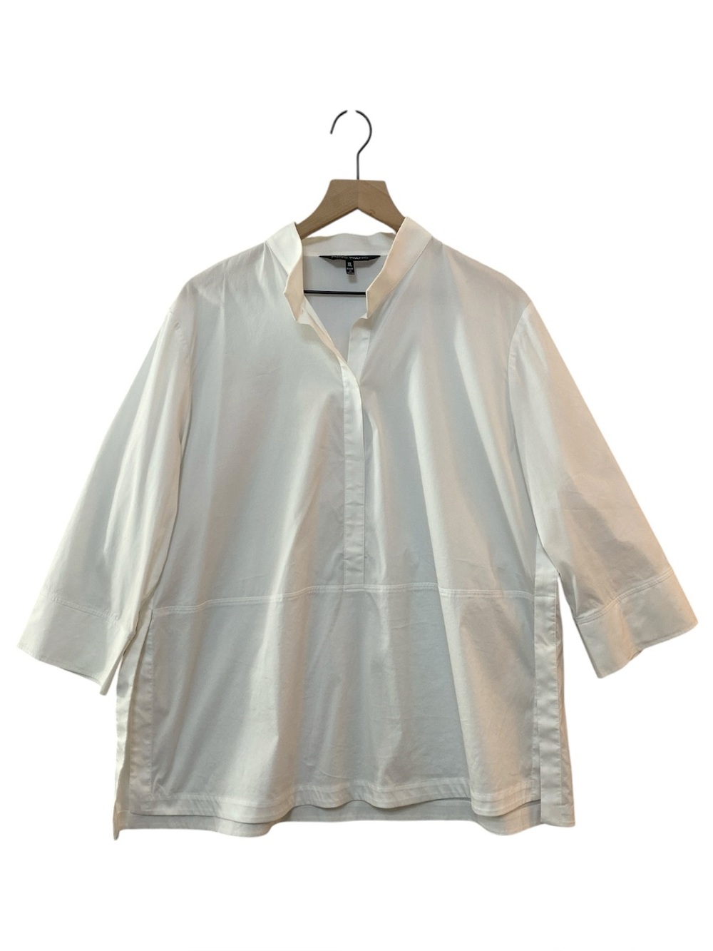 Ming Wang White Tunic Top Size XL Structured Minimalist Classic Career